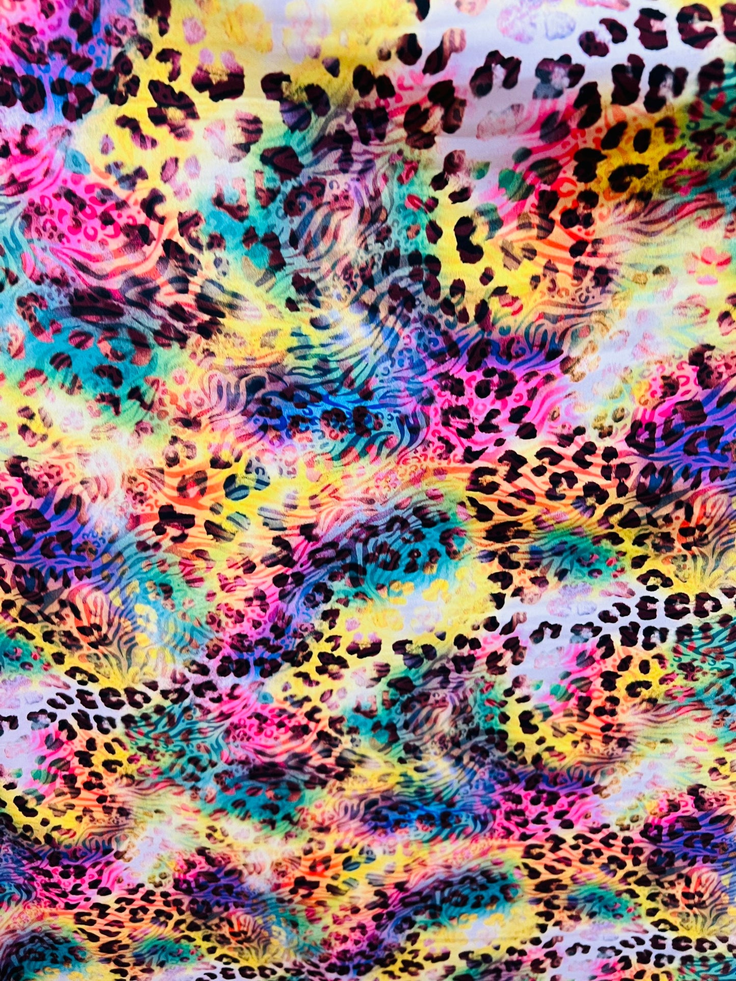 New exotic animal print multicolor print on great quality of nylon spandex 4-way stretch 58/60” Sold by the YD. Ships worldwide from L.A CA