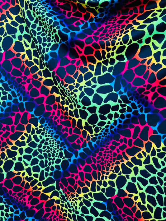 New Exotic animal print Multicolor print on best quality of nylon spandex 4-way stretch 58/60” Sold by the YD. Ships worldwide from L.A CA