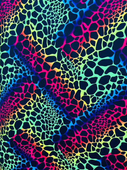 New Exotic animal print Multicolor print on best quality of nylon spandex 4-way stretch 58/60” Sold by the YD. Ships worldwide from L.A CA