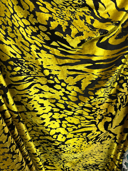 New Exotic animal print design on burnout luxury stretch velvet 4-way stretch 58/60” Sold by the YD. Ships Worldwide from Los Angeles  Calif