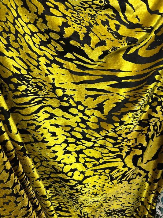 New Exotic animal print design on burnout luxury stretch velvet 4-way stretch 58/60” Sold by the YD. Ships Worldwide from Los Angeles  Calif
