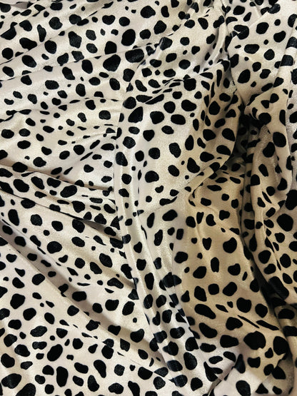 New Dalmatian design print on best quality of stretch velvet 4-way stretch 58/60” Sold by the YD. Ships worldwide from Los Angeles CA USA