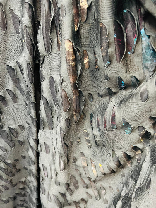 New Mummy design tie dye poly spandex 2-way stretch 58/60” Sold by the YD. Ships Worldwide from Los Angeles California USA.