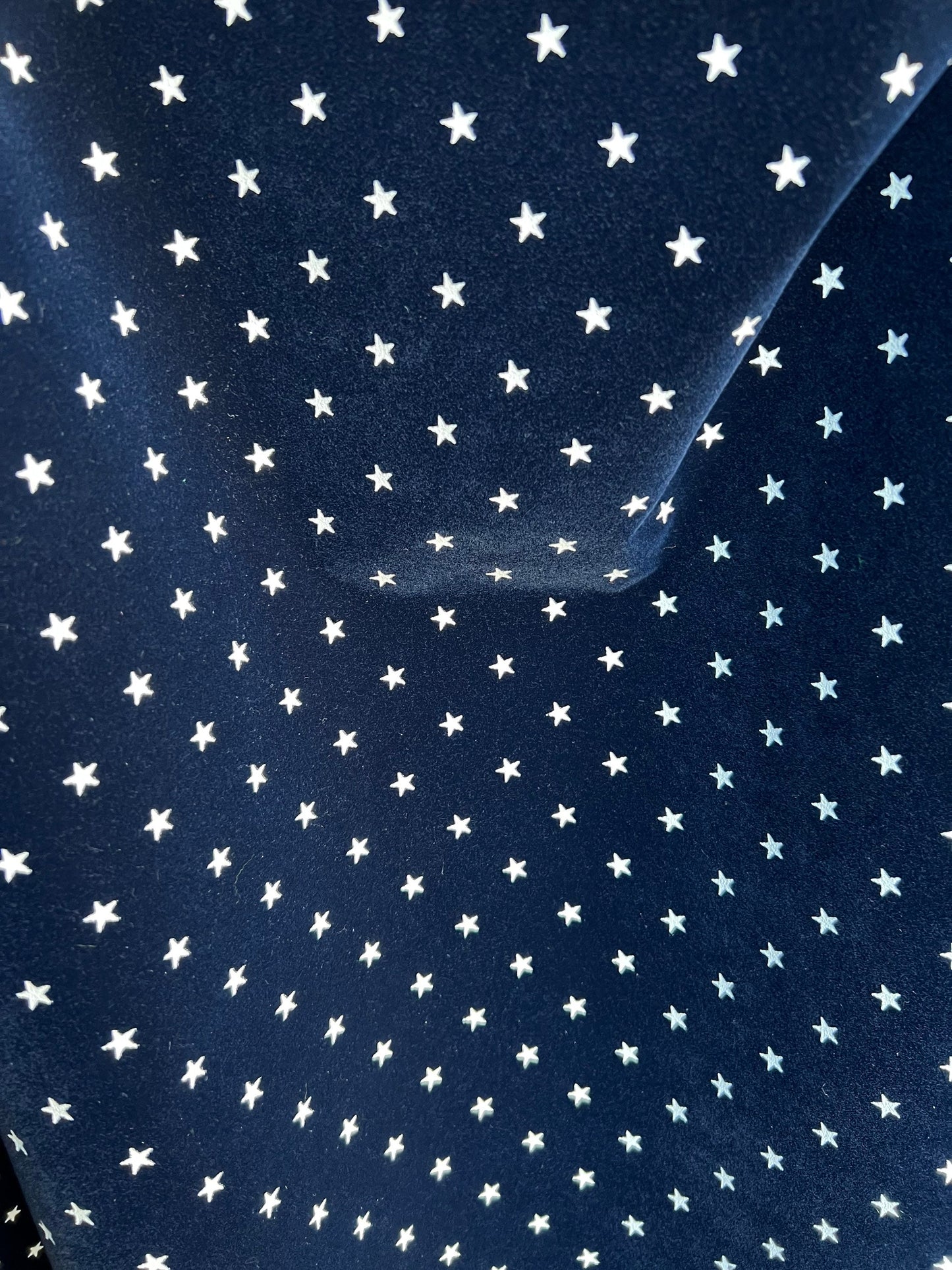 Flocking velvet with white stars non stretch fabric Royal/white 58/60” Sold by the YD. Ships Worldwide from Los Angeles California USA.