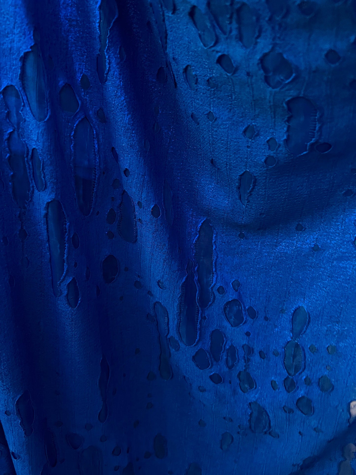 Mummy design sapphire poly spandex 4-way stretch 58/60” Sold by the YD. Ships Worldwide from Los Angeles California USA