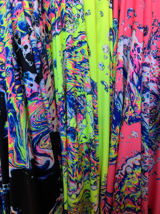 Lava abstract design print on great quality of nylon spandex 4-way stretch 58/60” Sold by the YD. Ships Worldwide from Los Ángeles CA USA