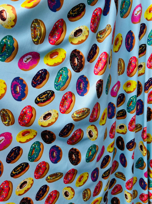 New Multicolor donuts design print on great quality of nylon spandex 4-way stretch 58/60” Sold by the YD. Ships Worldwide from Los Angeles