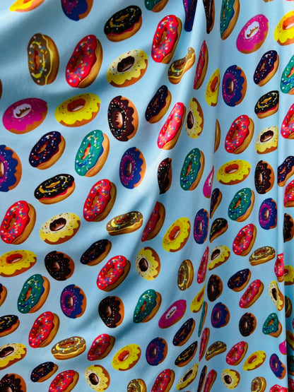 New Multicolor donuts design print on great quality of nylon spandex 4-way stretch 58/60” Sold by the YD. Ships Worldwide from Los Angeles