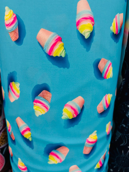 Ice cream cone design print on best quality of nylon spandex 4-way stretch 58/60” Sold by the YD. Ships Worldwide from Los Angeles CA