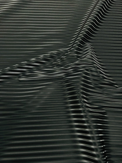 3D Striped super shiny black vinyl 2-way stretch 58/60” Sold by the YD.