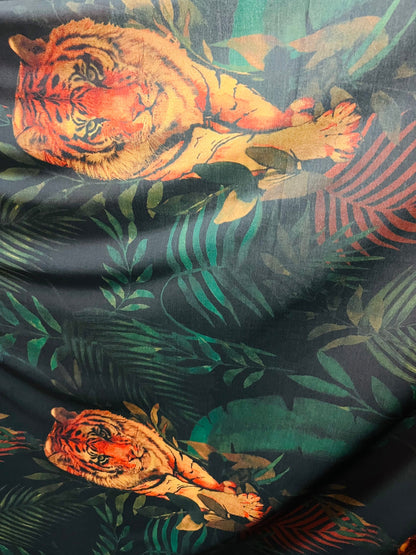 Tiger design Exotic animal print on poly spandex light weight 2-way stretch 58/60” Sold by the YD. Ships Worldwide from Los Angeles CA USA