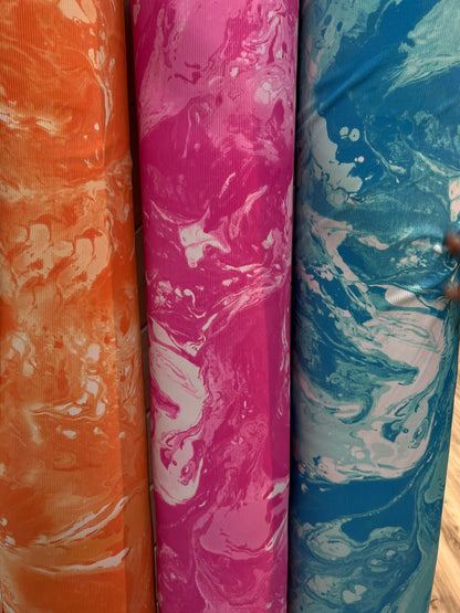 New tie dye ribbed nylon spandex 4-way stretch 58/60” Sold by the YD. Ships Worldwide from Los Angeles California USA.