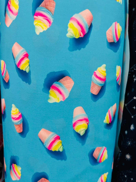 Ice cream cone design print on best quality of nylon spandex 4-way stretch 58/60” Sold by the YD. Ships Worldwide from Los Angeles CA