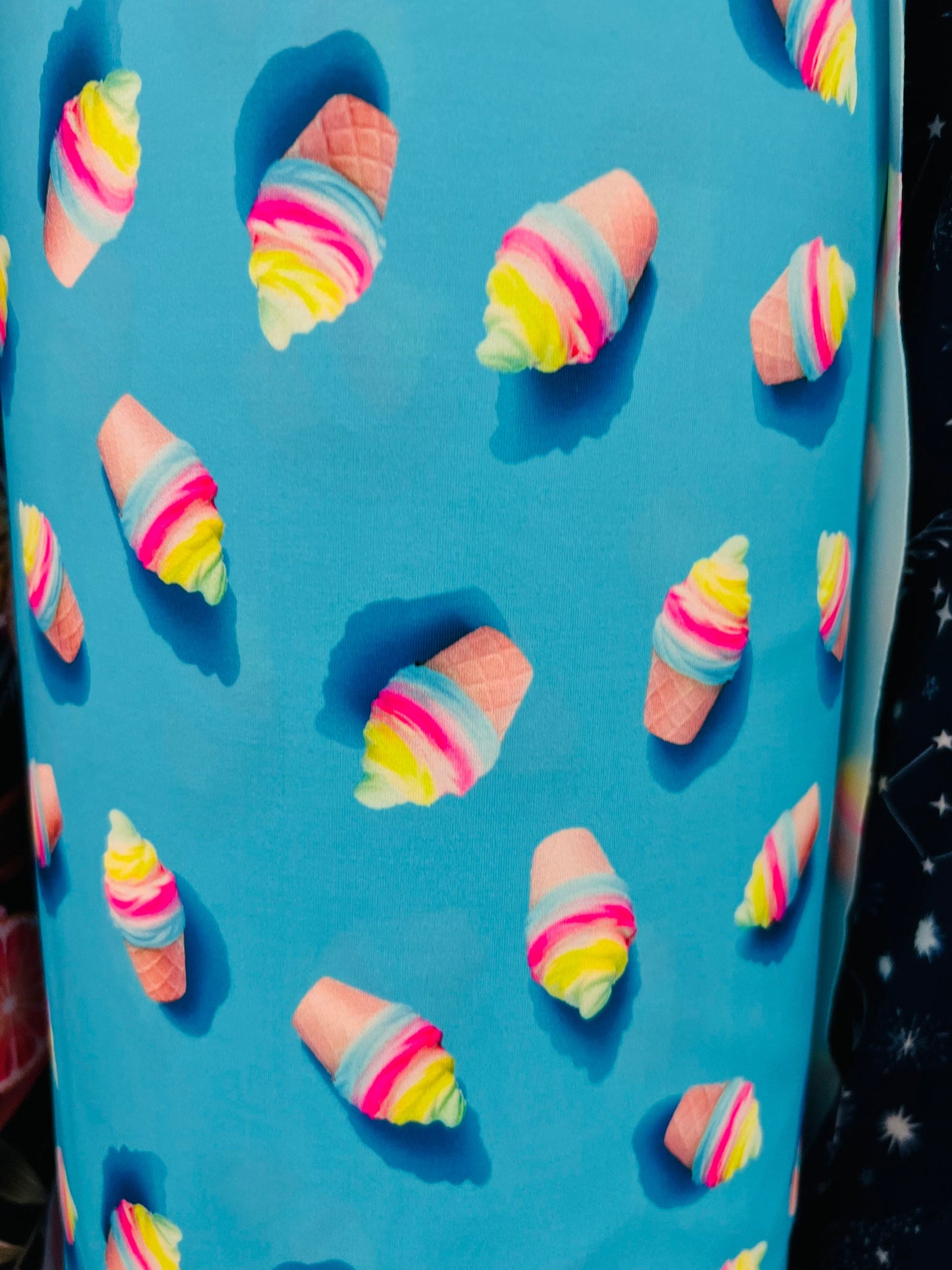 Ice cream cone design print on best quality of nylon spandex 4-way stretch 58/60” Sold by the YD. Ships Worldwide from Los Angeles CA