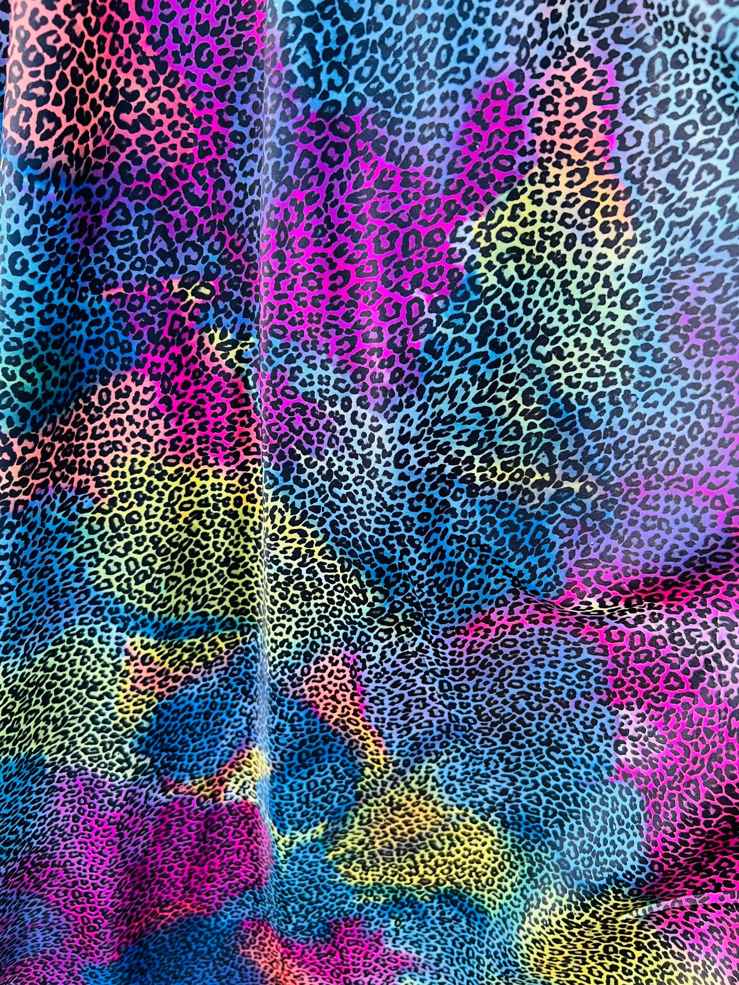 Cheetah design exotic animal print multicolor print on great quality of nylon spandex 4-way stretch 58/60” Sold by the YD. Ships Worldwide