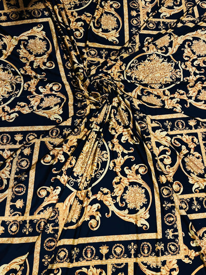 Brand design print on poly spandex 2-way stretch 58/60” Sold by the YD. Ships Worldwide from Los Angeles California USA.