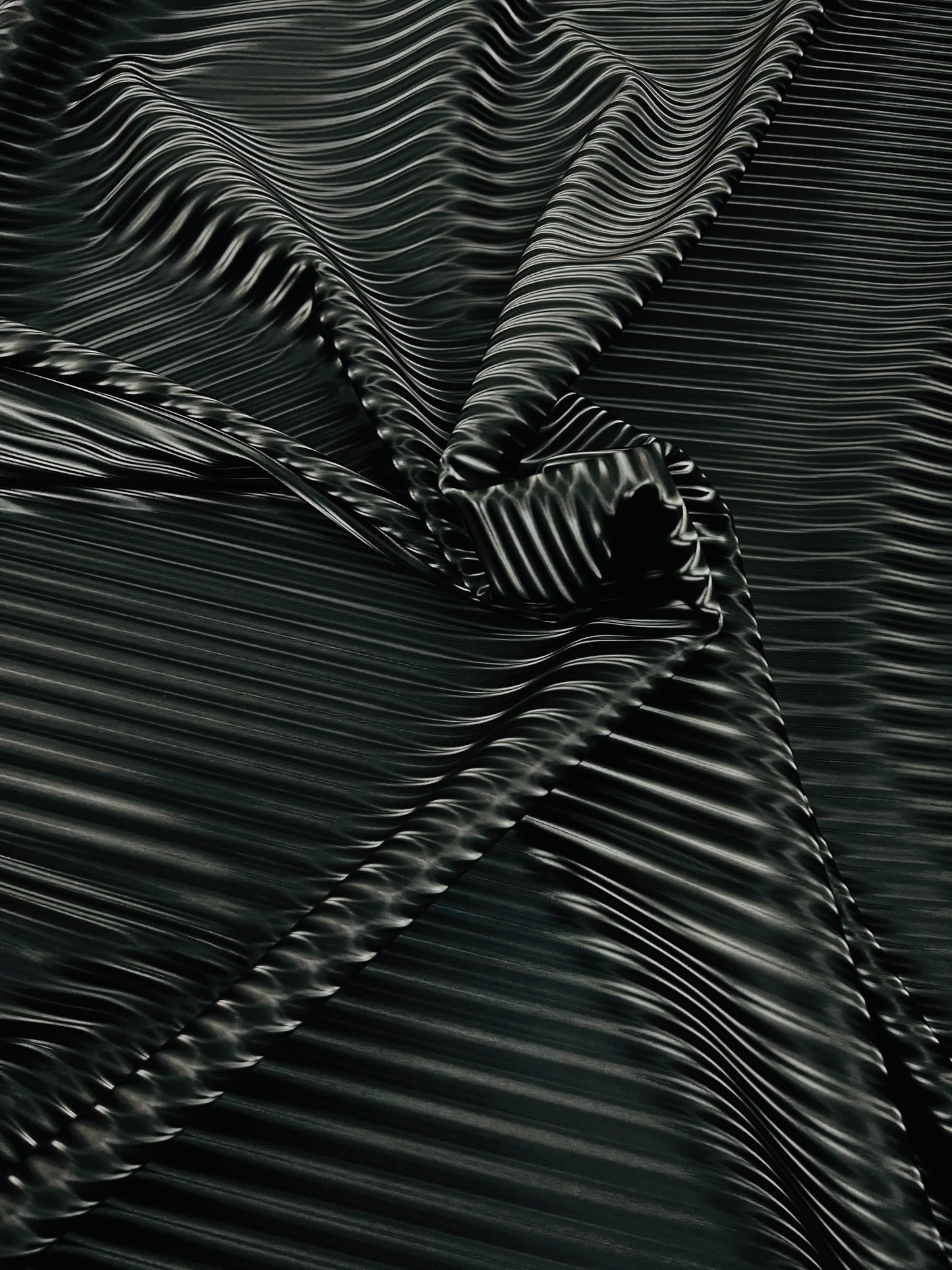 3D Striped super shiny black vinyl 2-way stretch 58/60” Sold by the YD.