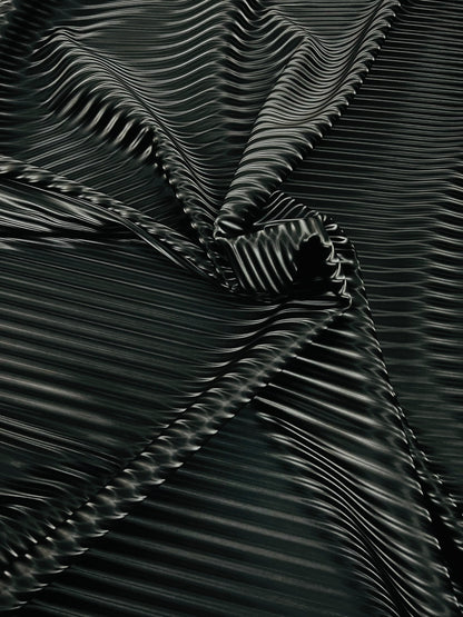 3D Striped super shiny black vinyl 2-way stretch 58/60” Sold by the YD.