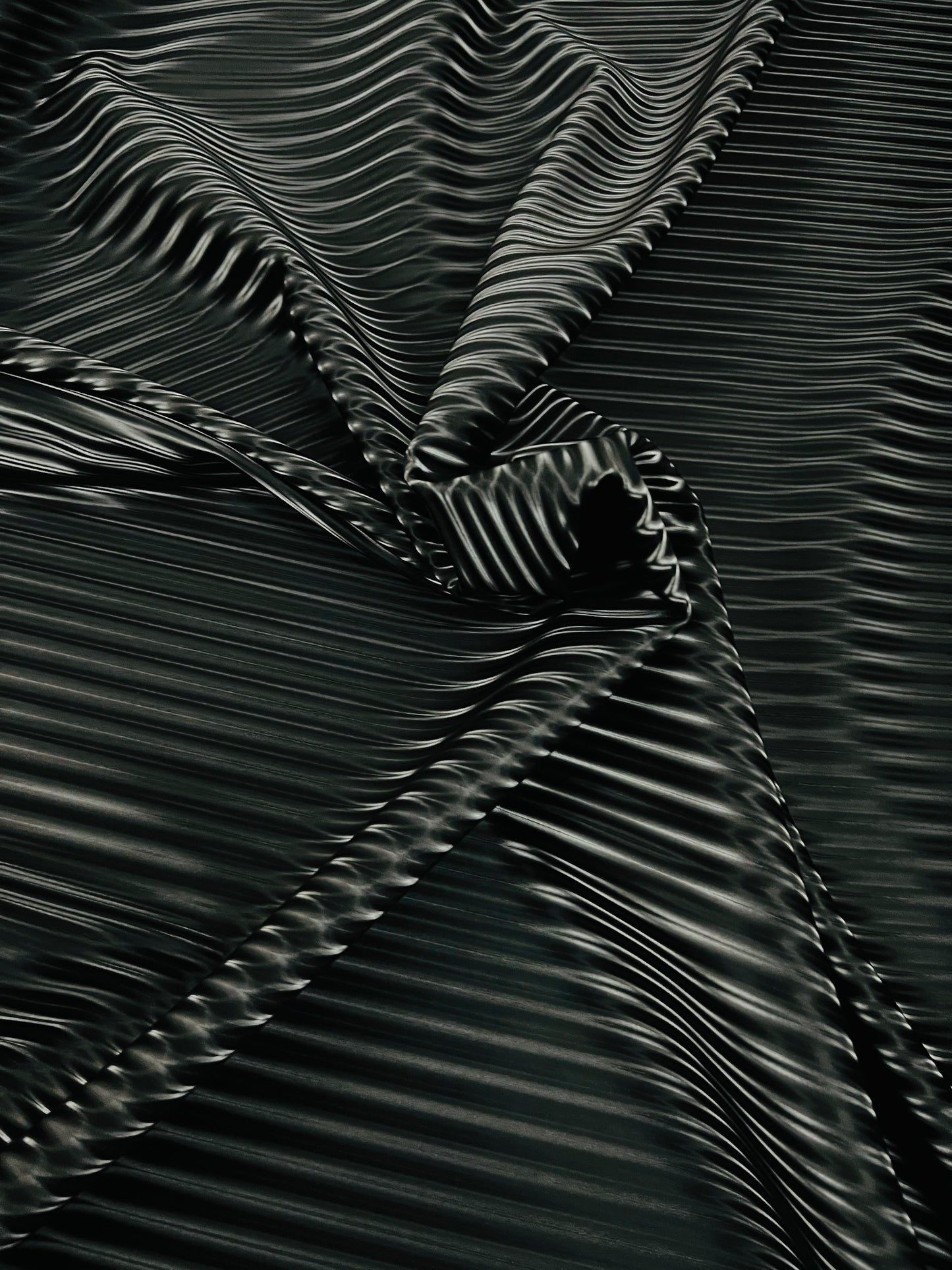 3D Striped super shiny black vinyl 2-way stretch 58/60” Sold by the YD.
