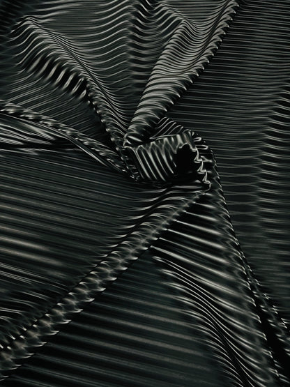 3D Striped super shiny black vinyl 2-way stretch 58/60” Sold by the YD.