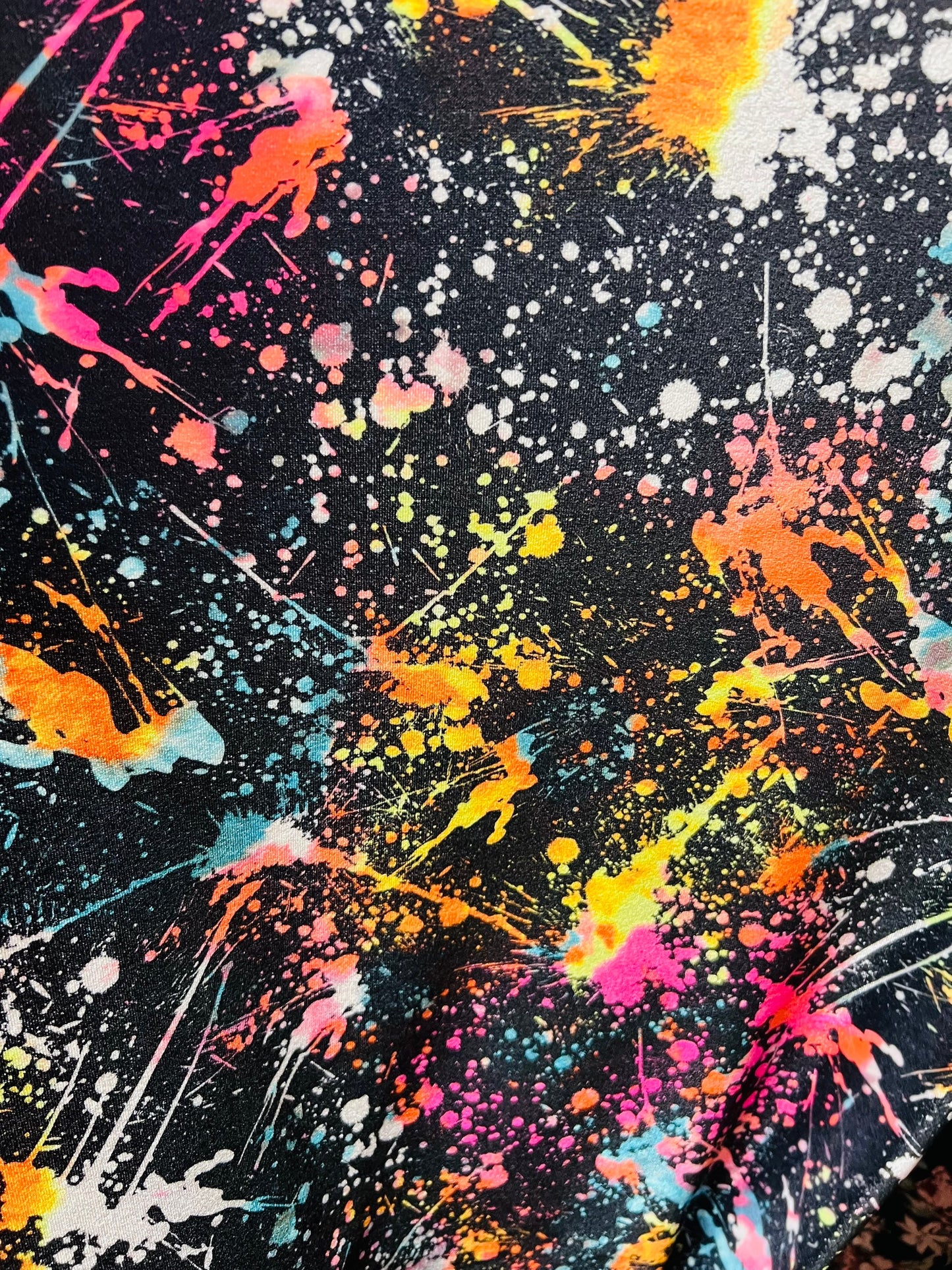 Splatter paint abstract design print on best quality of stretch velvet 4-way stretch 58/60” Sold by the YD. Ships Worldwide from Los Angeles