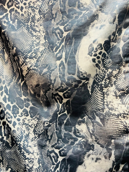 Exotic Multi Animal print on great quality of poly spandex with lame matte foil 2-way stretch 58/60” Sold by the YD.