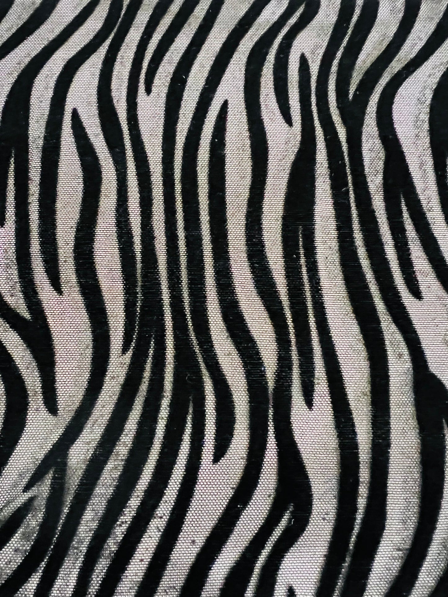 Exotic Zebra design flocked stretch mesh 4-way black/black 58/60” Sold by the YD. Ships Worldwide from Los Angeles California USA