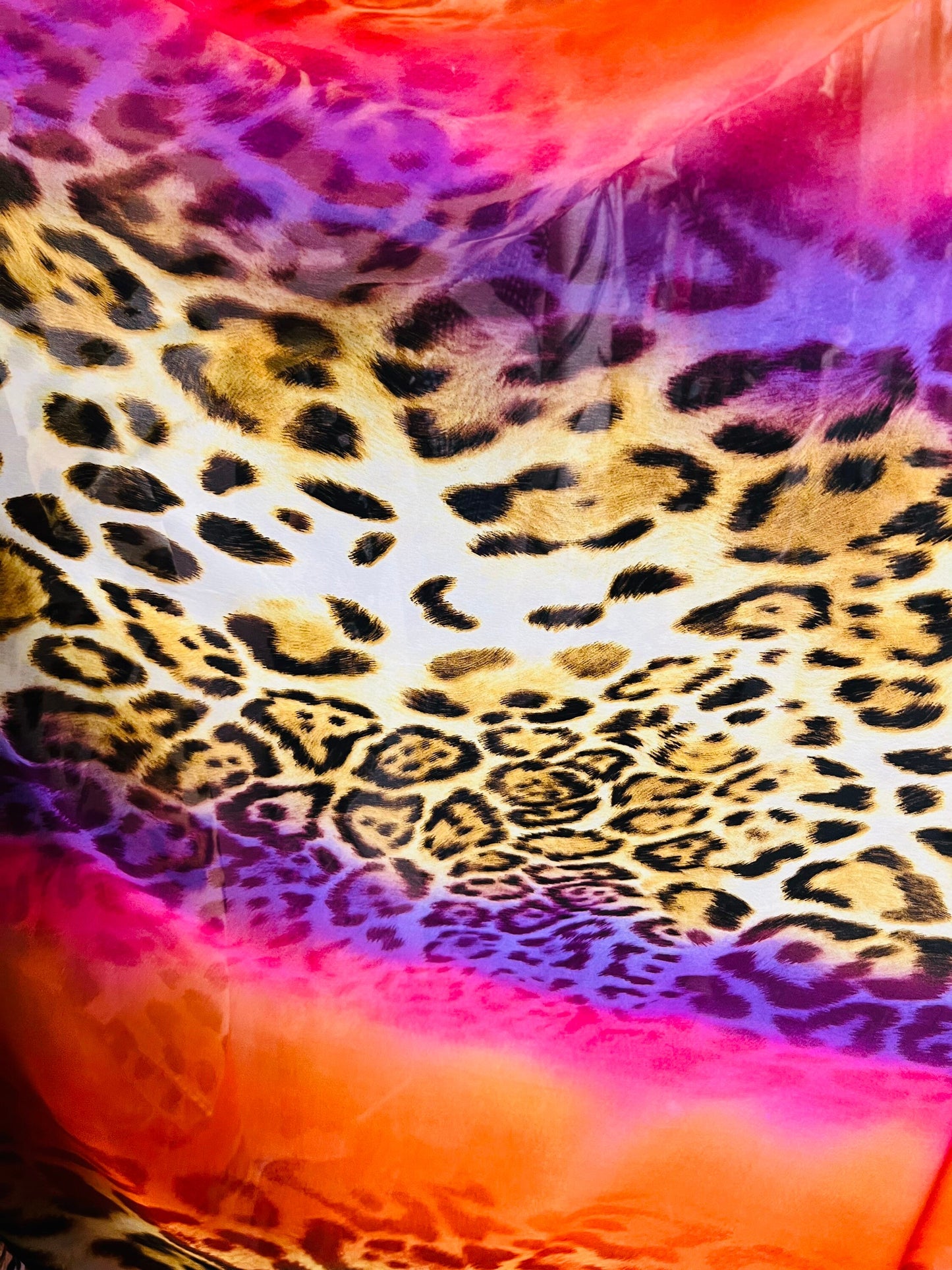 Leopard design exotic animal print on high quality of multi chiffon non stretch 58/60” Sold by the YD. Ships Worldwide from Los Angeles CA