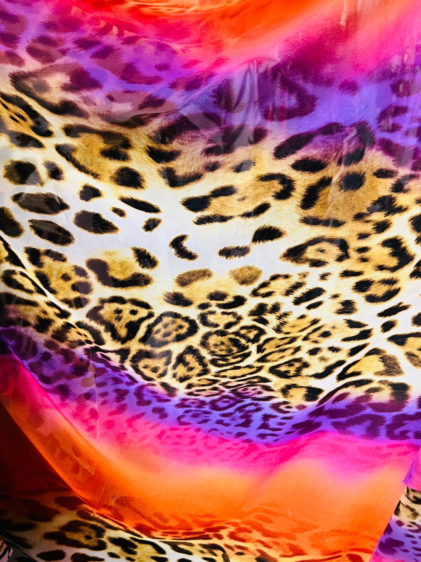 Leopard design exotic animal print on high quality of multi chiffon non stretch 58/60” Sold by the YD. Ships Worldwide from Los Angeles CA