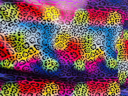 New Exotic leopard design multicolor print on nylon spandex 4-way stretch 58/60” Sold by the YD. Ships Worldwide from Los Angeles California