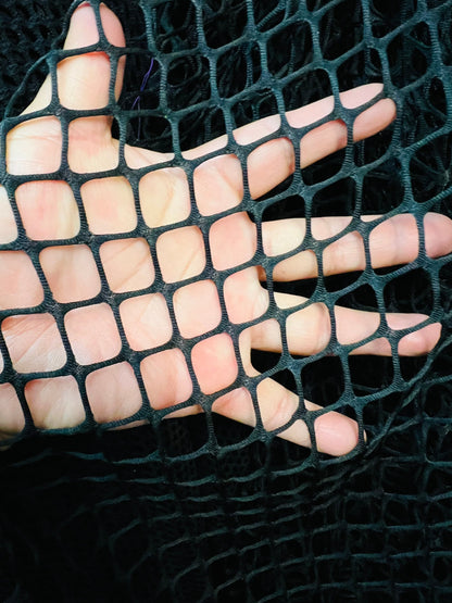 New Fishnet jumbo size black and white  spandex mesh 4-way 58/60” Sold by the YD. Ships worldwide from Los Angeles California USA.