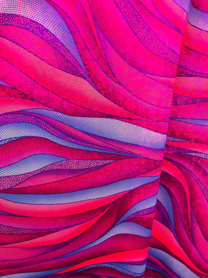 New hologram abstract design metallic nylon spandex 4-way stretch 58/60” Sold by the YD. Ships Worldwide from Los Angeles California USA