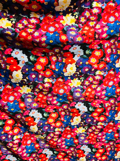 Multicolor flowers design new Luxury print nylon spandex 4-way stretch 58/60” Sold by the YD. Ships Worldwide from Los Angeles California US