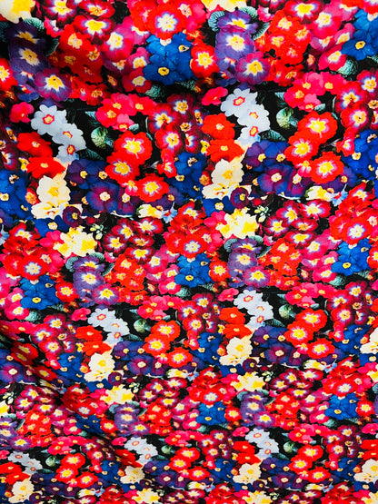 Multicolor flowers design new Luxury print nylon spandex 4-way stretch 58/60” Sold by the YD. Ships Worldwide from Los Angeles California US