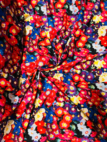 Multicolor flowers design new Luxury print nylon spandex 4-way stretch 58/60” Sold by the YD. Ships Worldwide from Los Angeles California US