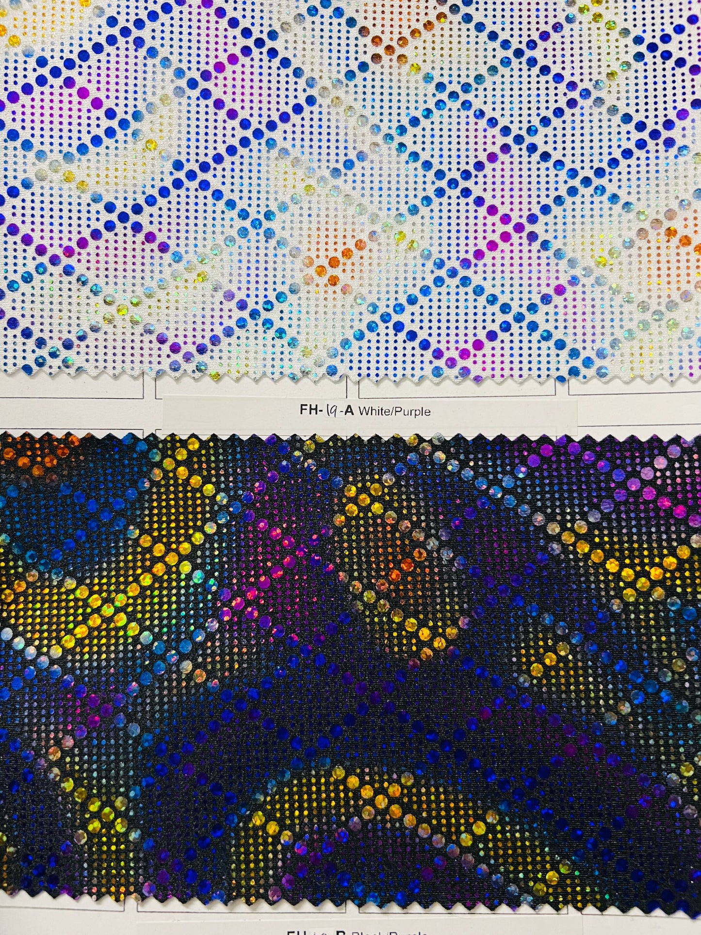 Geometric Diamond design hologram metallic nylon spandex 4-way stretch 58/60” Sold by the YD. Ships Worldwide from Los Angeles California US