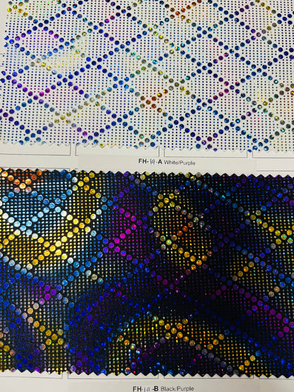 Geometric Diamond design hologram metallic nylon spandex 4-way stretch 58/60” Sold by the YD. Ships Worldwide from Los Angeles California US
