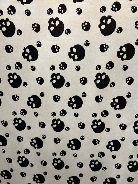 Skulls design print on ponte de Roma cotton knit fabric 2-way stretch 58/60” Sold by the YD. Ships Worldwide from Los Angeles California USA