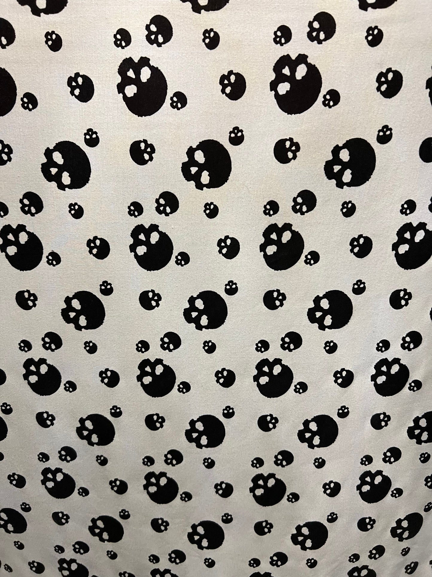 Skulls design print on ponte de Roma cotton knit fabric 2-way stretch 58/60” Sold by the YD. Ships Worldwide from Los Angeles California USA