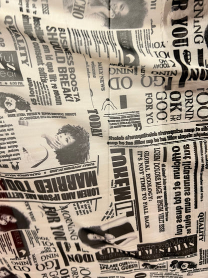 Newspaper Fashion design print on great quality of power mesh nylon spandex 4-way stretch 58/60” Sold by the YD. Ships Worldwide from L.A