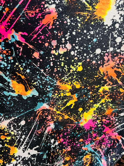 Splatter paint abstract design print on best quality of stretch velvet 4-way stretch 58/60” Sold by the YD. Ships Worldwide from Los Angeles