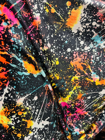 Splatter paint abstract design print on best quality of stretch velvet 4-way stretch 58/60” Sold by the YD. Ships Worldwide from Los Angeles