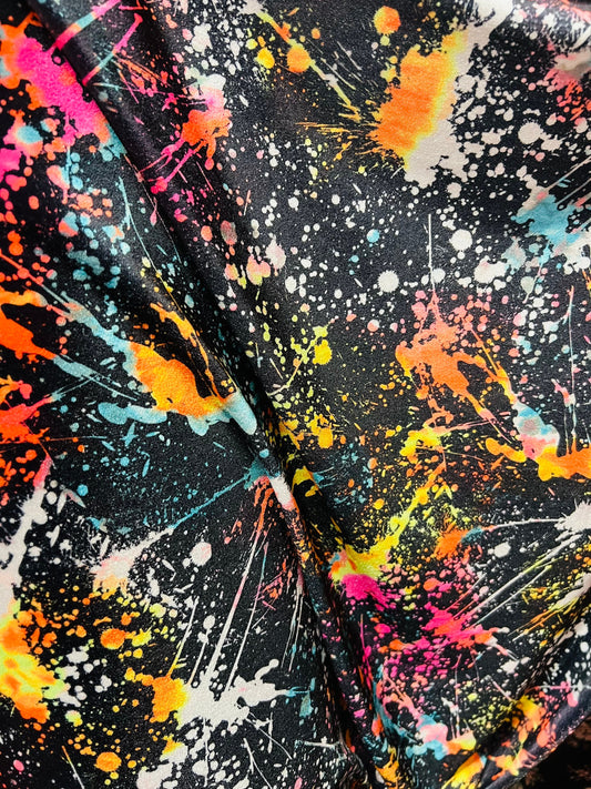 Splatter paint abstract design print on best quality of stretch velvet 4-way stretch 58/60” Sold by the YD. Ships Worldwide from Los Angeles