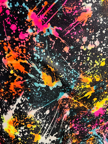 Splatter paint abstract design print on best quality of stretch velvet 4-way stretch 58/60” Sold by the YD. Ships Worldwide from Los Angeles