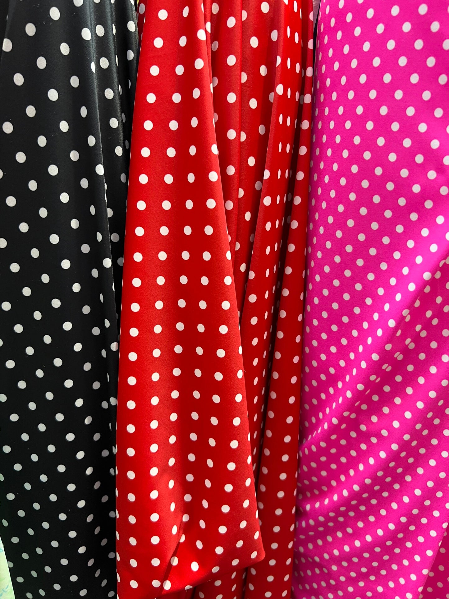 Small polka dots design print on best quality of nylon spandex 4-way stretch 58/60” Sold by the YD. Ships Worldwide from Los Ángeles CA