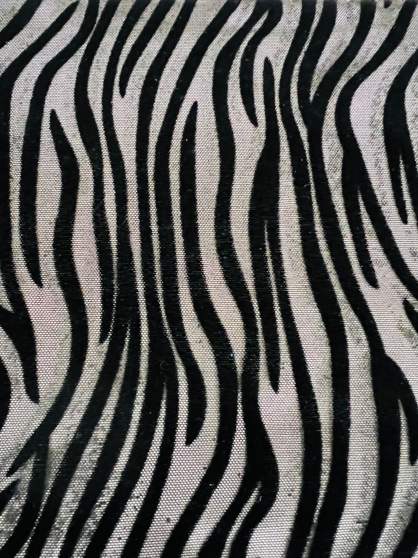 Exotic Zebra design flocked stretch mesh 4-way black/black 58/60” Sold by the YD. Ships Worldwide from Los Angeles California USA
