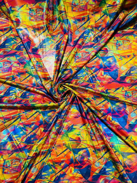 Pollock design hologram nylon spandex 4-way stretch 58/60” Sold by the YD. Ships Worldwide from Los Ángeles California USA