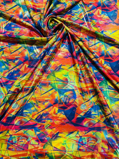 Pollock design hologram nylon spandex 4-way stretch 58/60” Sold by the YD. Ships Worldwide from Los Ángeles California USA
