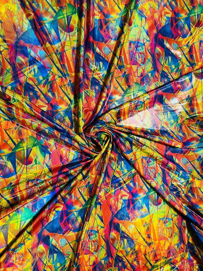 Pollock design hologram nylon spandex 4-way stretch 58/60” Sold by the YD. Ships Worldwide from Los Ángeles California USA