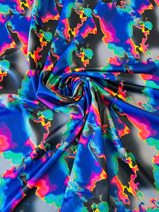 New Magma abstract design luxury nylon spandex 4-way stretch 58/60” Sold by the YD.